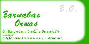 barnabas ormos business card